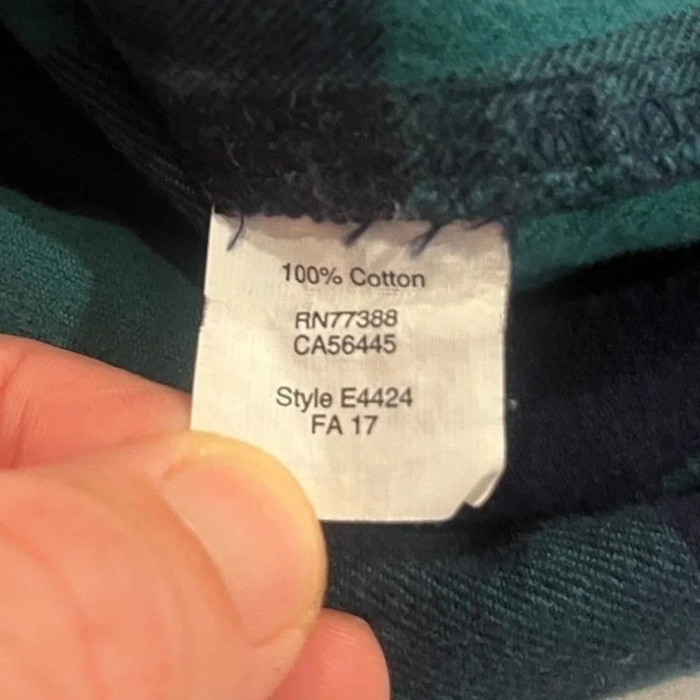 J.Crew Womens Small Flannel Half-Zip Pullover Long Sleeve Shirt Plaid Green Blue